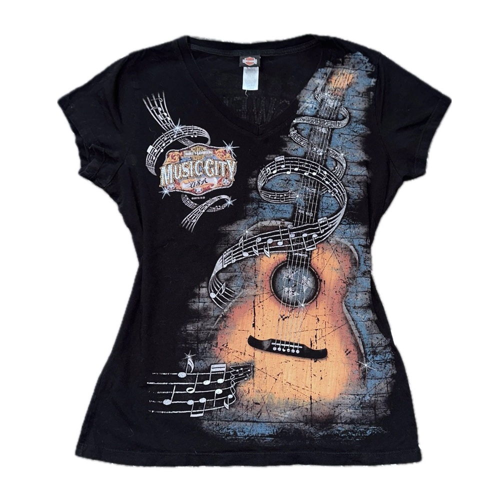Harley Davidson Music City Nashville black & brown V-neck tee
